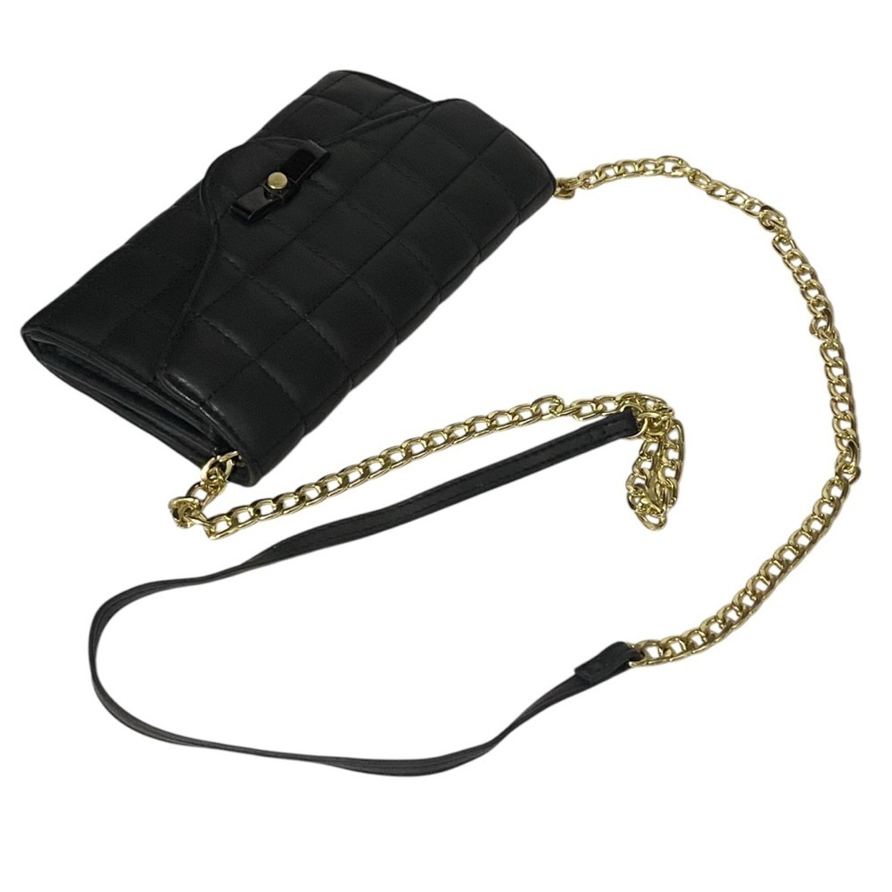 Mossimo Black Quilted Crossbody Bag Gold Chain Small Purse Wallet - Picture 3 of 7